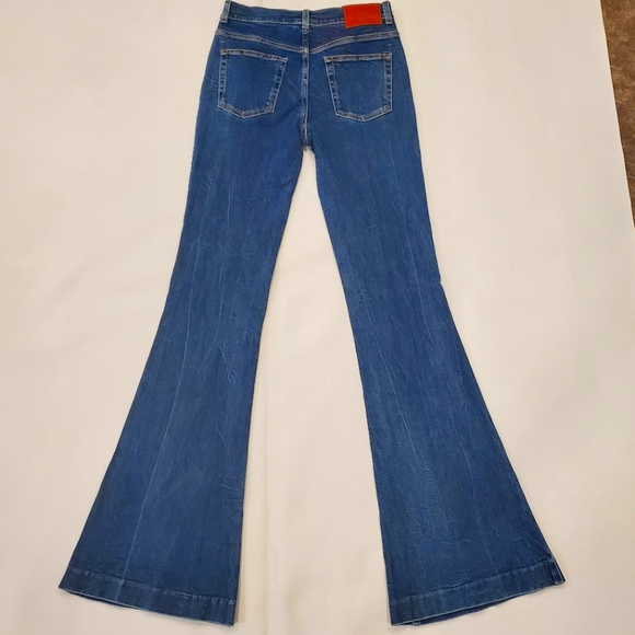 NWT$900 Alexander McQueen Dark Blue High Rise Flare Jeans Sz 24 - Picture 15 of 15